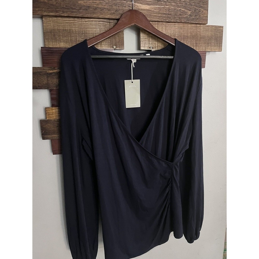 Boden Women's US 16 Navy Ruched Wrap Blouse